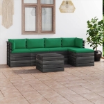 Set Divani da Giardino su Pallet 6 pz con Cuscini Massello Pino