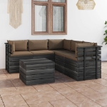 Set Divani da Giardino su Pallet 6 pz con Cuscini Massello Pino