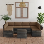 Set Divani da Giardino su Pallet 7 pz con Cuscini Massello Pino