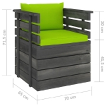 Set Divani da Giardino su Pallet 7 pz con Cuscini Massello Pino