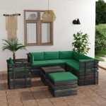 Set Divani da Giardino su Pallet 8 pz con Cuscini Massello Pino