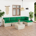 Set Divani da Giardino su Pallet 6 pz con Cuscini Legno Abete