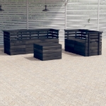 Set Divani da Giardino su Pallet 6 pz Legno Pino Grigio Scuro