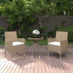 Set Mobili da Pranzo per Giardino 3 pz in Polyrattan Beige