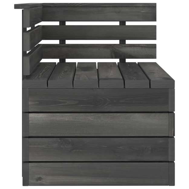 Set Divani da Giardino su Pallet 9 pz Legno Pino Grigio Scuro