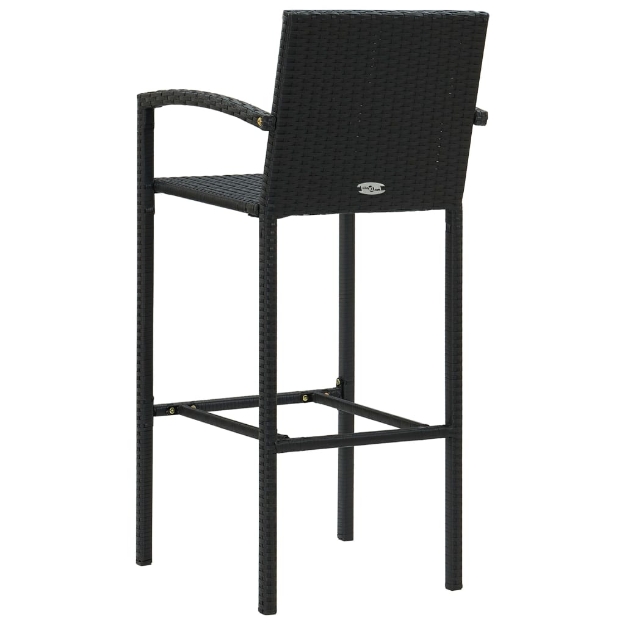 Set Bar da Giardino 5 pz con Braccioli in Polyrattan Nero