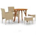 Set Mobili da Pranzo per Giardino 5 pz Beige