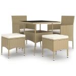 Set da Pranzo per Giardino 5 pz in Polyrattan Beige