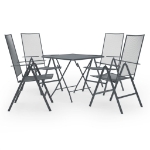 Set Pranzo da Giardino 5 pz in Acciaio Antracite