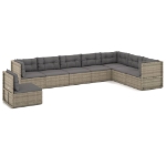 Set Divani da Giardino 8 pz con Cuscini in Polyrattan Grigio