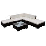 Set Divani da Giardino 6 pz con Cuscini in Polyrattan Marrone