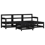 Set Salotto da Giardino 5 pz Nero in Legno Massello di Pino