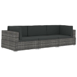 Set Divani da Giardino 3 pz con Cuscini in Polyrattan Grigio