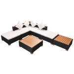 Set Divani da Giardino 7 pz con Cuscini in Polyrattan Nero