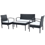 Set Divani da Giardino 4 pz con Cuscini in Polyrattan Nero