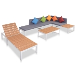 Set Divani da Giardino 5 pz con Cuscini in Alluminio e WPC