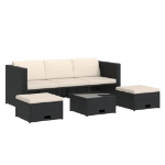 Set Divani da Giardino 4 pz con Cuscini in Polyrattan Nero