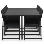 Set da Pranzo da Esterno 9 pz con Cuscini in Polyrattan Nero