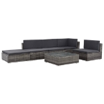 Set Divani da Giardino 6 pz con Cuscini in Polyrattan Grigio