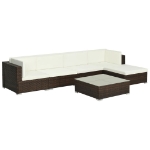 Set Divani da Giardino 6 pz con Cuscini in Polyrattan Marrone