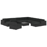 Set Divani da Giardino 12 pz con Cuscini in Polyrattan Nero