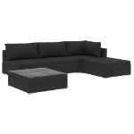 Set Divani da Giardino 5 pz con Cuscini in Polyrattan Nero