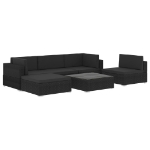 Set Divani da Giardino 6 pz con Cuscini in Polyrattan Nero