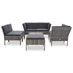 Set Divani da Giardino 8 pz con Cuscini in Polyrattan Grigio