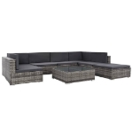 Set Divani da Giardino 8 pz con Cuscini in Polyrattan Grigio