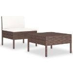 Set Divani da Giardino 2 pz con Cuscini in Polyrattan Marrone