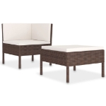 Set Divani da Giardino 2 pz con Cuscini in Polyrattan Marrone