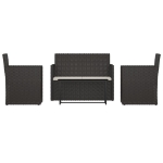 Set Salotto da Esterno 4 pz con Cuscini in Polyrattan Nero