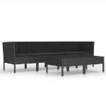 Set Divani da Giardino 6 pz con Cuscini in Polyrattan Nero