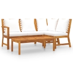 Set Divani da Giardino 4 pz con Cuscini Crema in Legno Acacia