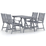 Set Pranzo da Giardino 5 pz in Legno Massello di Acacia Grigio