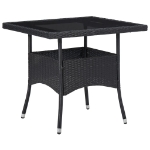 Set Mobili da Pranzo per Giardino 5 pz Nero Polyrattan e Vetro