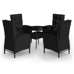 Set da Bistrot per Giardino 5 pz in Polyrattan Nero