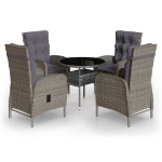 Set da Bistrot per Giardino 5 pz in Polyrattan Grigio