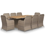 Set da Pranzo da Giardino 9 pz in Polyrattan Marrone