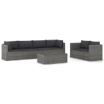 Set Divani da Giardino 7 pz con Cuscini in Polyrattan Grigio