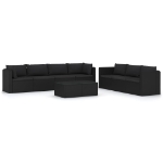 Set Divani da Giardino 8 pz con Cuscini in Polyrattan Nero