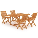 Set da Pranzo da Giardino 5 pz in Legno Massello di Teak