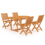 Set da Pranzo da Giardino 5 pz in Legno Massello di Teak