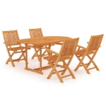 Set da Pranzo da Giardino 5 pz in Legno Massello di Teak