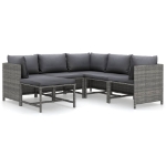 Set Divani da Giardino 6 pz con Cuscini in Polyrattan Grigio