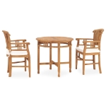 Set da Pranzo da Giardino 3 pz con Cuscini in Legno di Teak