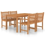 Set da Pranzo per Esterni 5 pz in Legno Massello di Teak