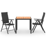 Set da Pranzo da Giardino 3 pz Nero e Marrone