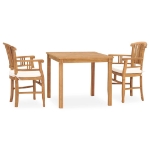 Set da Pranzo da Giardino 3 pz con Cuscini in Legno di Teak