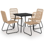 Set da Pranzo da Giardino 5 pz in Polyrattan e Vetro